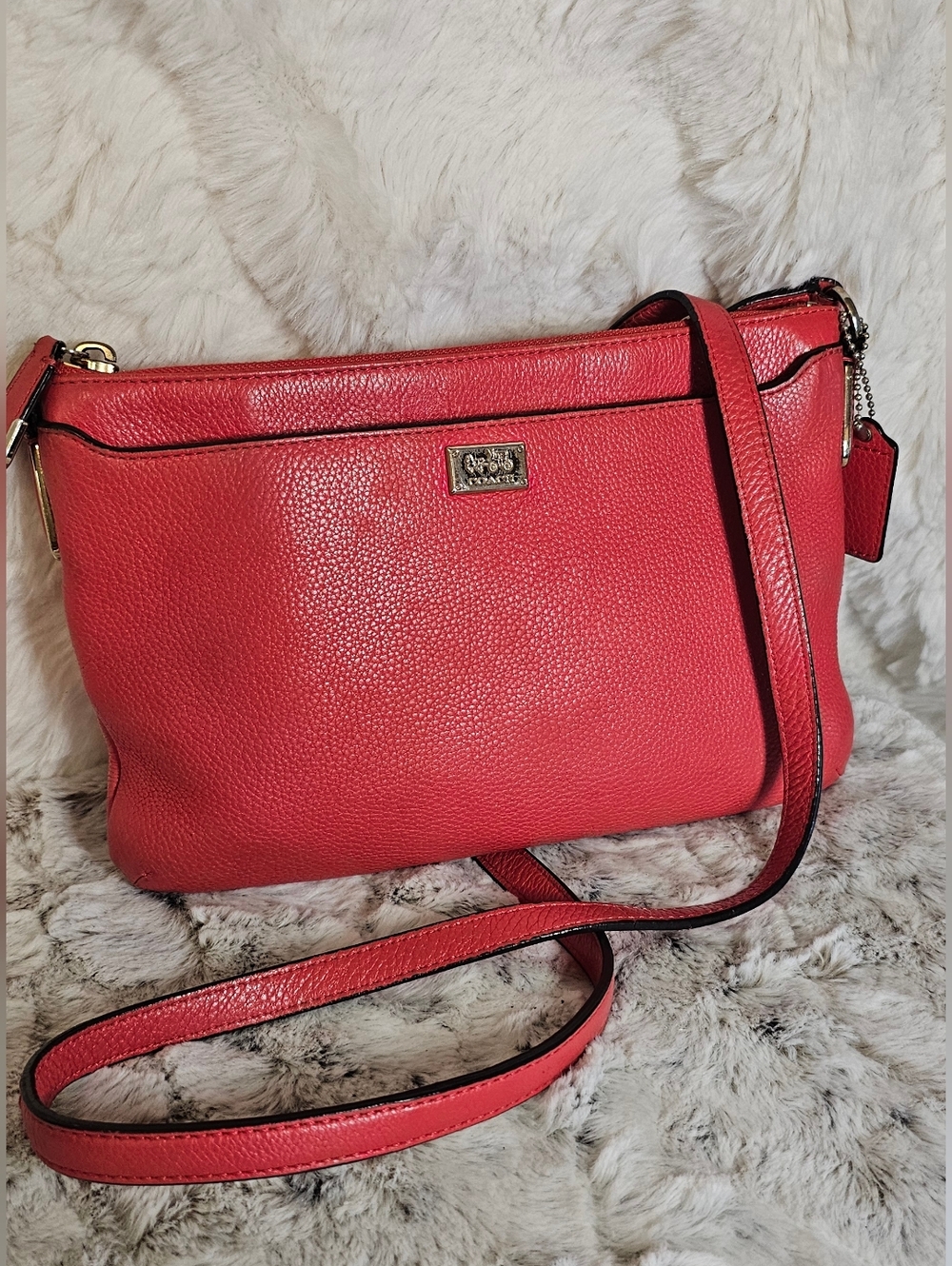 Coach Coral Pink Pebble Leather Crossbody Bag - Picture 7 of 16